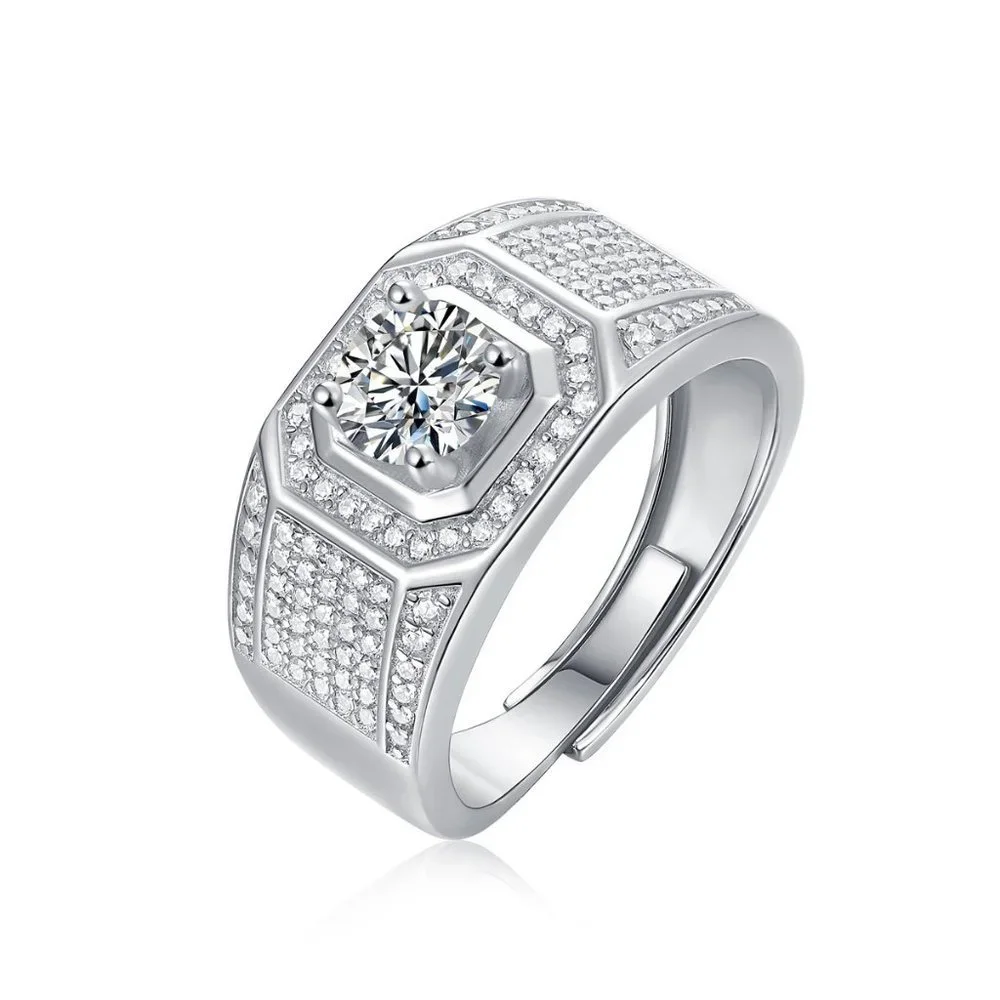Certified 1ct. t.w. Moissanite Diamond Iced Out Engagement Ring NEW
